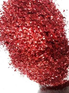 Chunky Red tinsel glitter 1.5 oz. in a shaker bottle - Picture 1 of 4