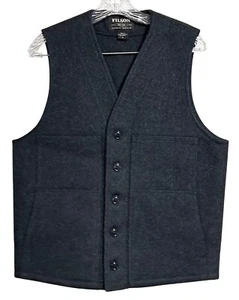Chaleco Crucero de Lana Filson Mackinaw Para Hombres Talla M Gris Carbón Botón Delantero EE. UU. - Imagen 1 de 9