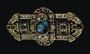 Heidi Daus Gorgeous Green & Clear Crystals Bar Pin Brooch  - Picture 1 of 4