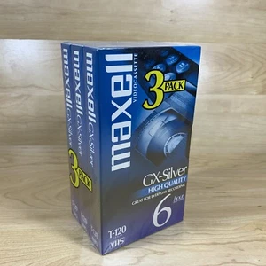 Maxell T-120 GX-Silver High Quality VHS NEW VCR Video 3 Pack Blank Tapes Sealed - Picture 1 of 5