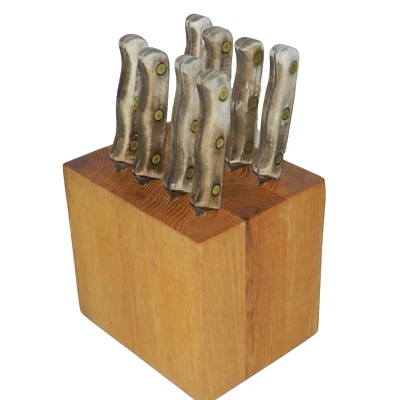 Juego de cuchillos para carne de cubiertos Chicago de colección 103S juego de 8/con bloque ¡muy raro! Foto 1 de 4