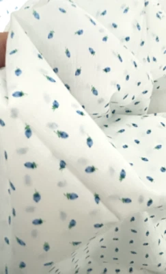 3/4Yd 44WX27"L Vtg Tiny Baby Blue on White Rosebuds Floral Quilt Fabric Cotton - Image 1 of 4