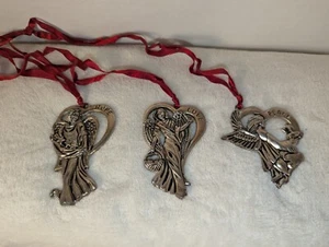 Silver Plate love peace hope ornaments angels hearts Set Gorham . Heavy Nice. - Picture 1 of 9