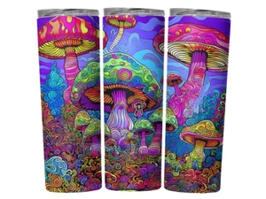 Magic Mushrooms Trippy Design 20oz Tumbler Insulated Travel Mug Cup Tumblr - Picture 1 of 3