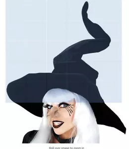 Halloween Black Witch Hat Wicked Witch Costume Velvet Hat wih Lace Women Cosplay - Picture 1 of 4