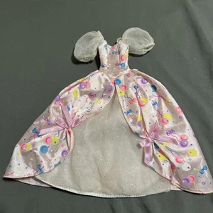 1996 Happy Birthday Barbie Pink Evening Gown with Puff Sleeves and Balloon Print - Picture 1 of 13