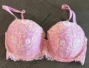 Victoria's Secret Dream Angels Lined Demi Bra Pink Orange Lace Womens 32DDD VS - Picture 1 of 8