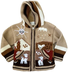 Ecuador Handmade Sumag Maki Pullover Kleinkind Reißverschluss Kapuze Jacke Wolle Baumwolle - Bild 1 von 12