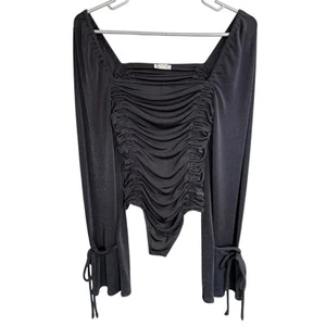 Intimately Free People Women’s Square Neck Black Bodysuit S Witchy Romanticgoth - Picture 1 of 10