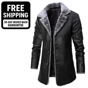 Mens Raf B3 Real Leather Long Coat  Aviator Flying Bomber SheepSkin Coat Black - Picture 1 of 4