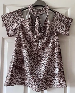 Off the Shoulder Top- River Island Size 8- Small- Leopard Pattern- Excellent - Picture 1 of 6