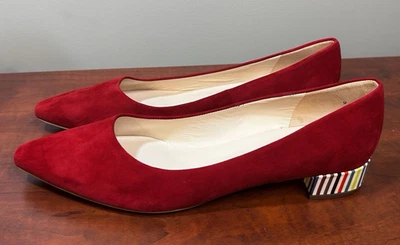 Peter Kaiser Sita rojo gamuza para mujer talla 11 tacón bajo a rayas 21301/928 Foto 1 de 4