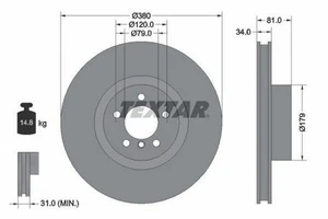 2x TEXTAR 92233905 PRO+ Disco de freno Delantero 380mm - Imagen 1 de 10