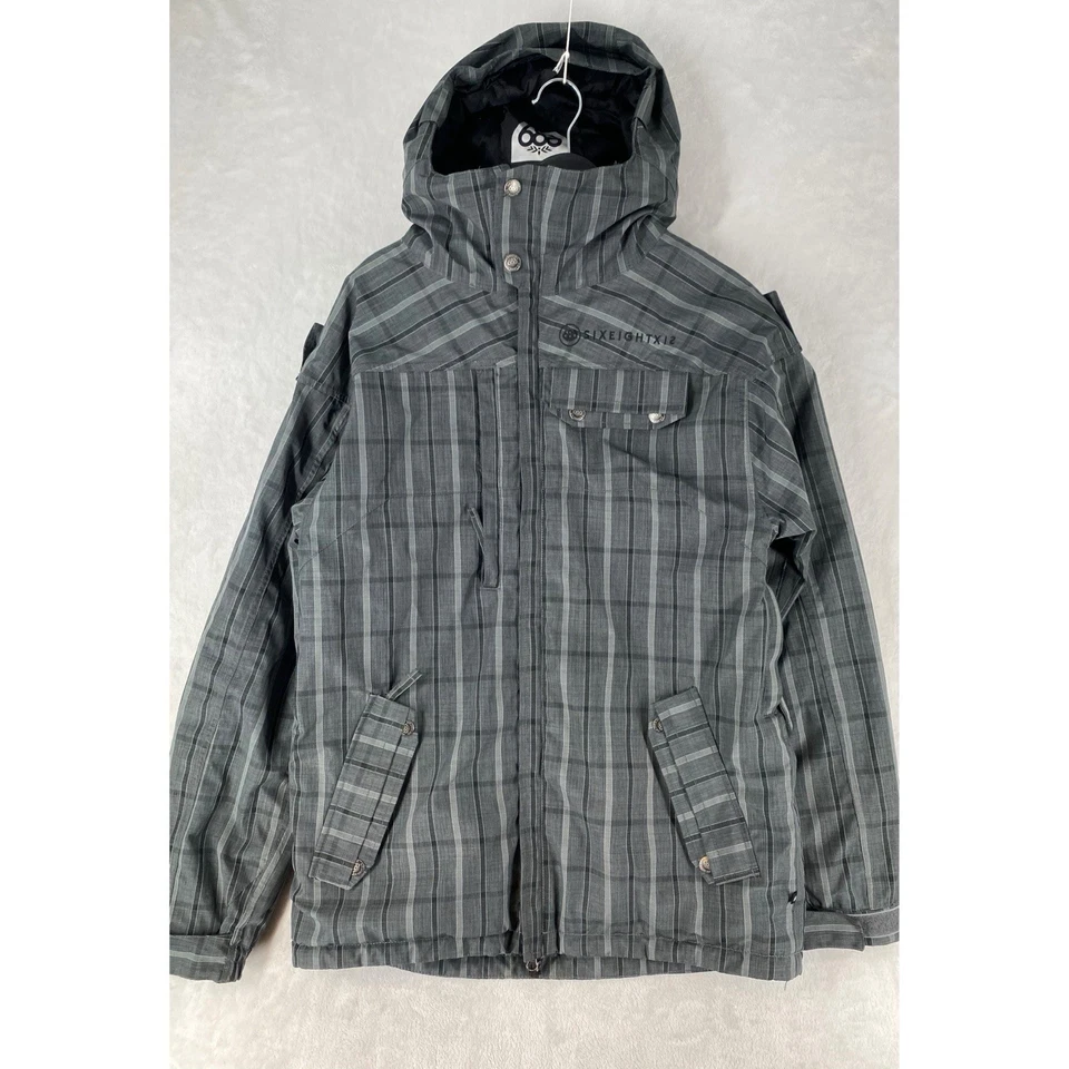 686 Jacket Mens Medium Gray Ski Winter Mannual Anthem InfiDRY Y2K Plaid - Image 1 of 4