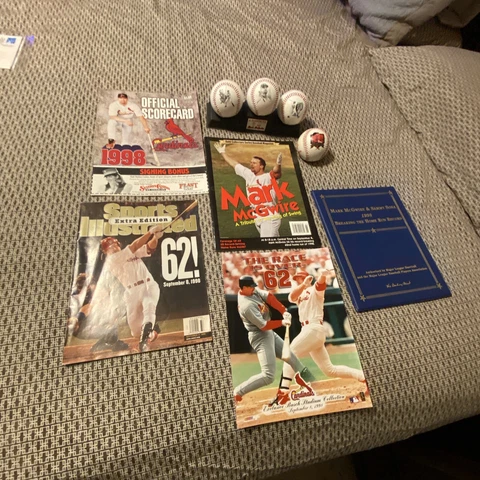 1998 Mark McGwire Season to Remember Homerun #70 Lot-Magazines/Balls/Scorecard Cover