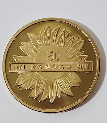 MONEDA ORO GIRASOL 150 AÑOS 1861-2011 GRAN SELLO DEL ESTADO DE KANSAS Foto 1 de 2