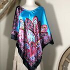 Size S / L Ashro Baby Blue Floral Caftan Top Ethnic African American Pride NEW