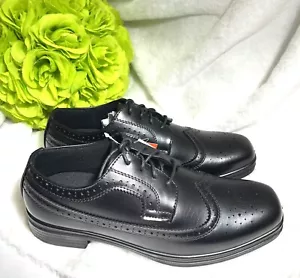 Deer Stags Black Leather Unisex-Child Oxford Shoes size 4 Wide Big Kid - Picture 1 of 9