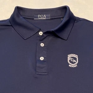 PGA National Polo Shirt Mens Medium Blue Golf Resort Florida Stretch Lightweight - Picture 1 of 6