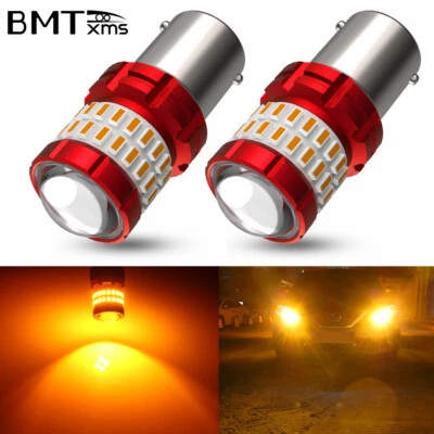 2x Amber Led Bulbs Car Turn Signal Indicator light Lamp 1157 BAY15D 7528 2800LM - Image 1 of 4