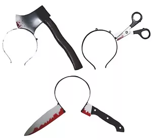Halloween Costume Party Accessory Bloody Tools Headband Axe Cleaver Knife Saw - Bild 1 von 25