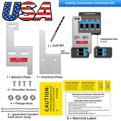 Generator interlock kit for GE /Siemens /Murray/ITE 150 and 200 amp panel