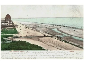Alte Orchard Beach, Maine antike Postkarte Luftaufnahme bei Ebbe - Bild 1 von 2