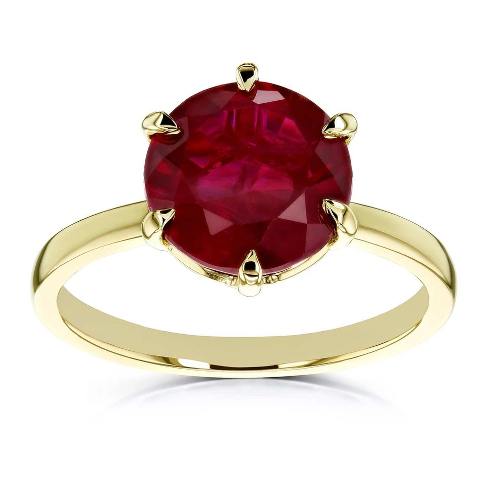 Natural certified 6.00 Carat 925 Sterling Silver Handmade Gold Plated Ruby Ring - Image 1 of 4