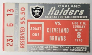 1970 Oakland Raiders - Cleveland Browns @ Oakland AFL 11/8/70  Ticket Stub - Picture 1 of 2