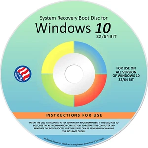 Reinstall DVD for Windows 10 All Versions 32/64 Bit. Recover, Restore - Picture 1 of 1