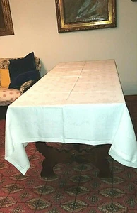 Antica tovaglia rettangolare in lino bianco con ricamo.(240x160 cm) - Foto 1 di 7
