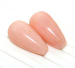 Natural Pink Opal Teardrops Cabochon Pair 20x10.75 mm 26.24 Cts Loose Gemstones