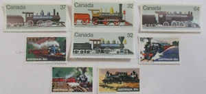 TOP 8 VERSCHIEDENE ZÜGE AUF BRIEFMARKEN POSTFRISCH OG siehe Bild - Bild 1 von 1