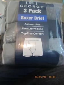 MEN'S 3XL 3 PACK BOXER BRIEF NEW MOISTURE WICKING TAG FREE ANTIMICROBIAL - Picture 1 of 2