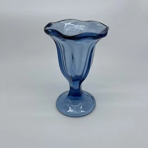 Libbey Glass 6” Ice Cream Footed Sundae Dish Blue - Picture 1 of 3