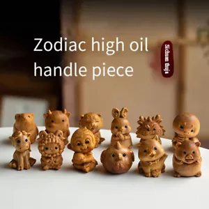 12 Zodiac Animal Wood Carvings Chinese Wood Products Handle Carvings Classic - Picture 1 of 31