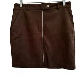 Minigonna APT 9 marrone ecopelle scamosciata zip davanti tasche a taglio taglia S Preppy Academi - Foto 1 di 14
