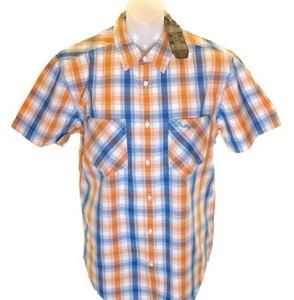 New Men's Wrangler Short Sleeve Checked Shirt Large Embroidered Casual Loose Fit - Picture 1 of 2