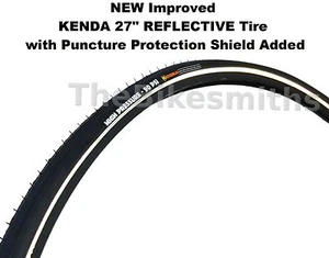 KENDA K35 REFLECTIVE K-SHIELD 27 x 1-1/4" Puncture Flat Guard Bike Black Tire - Picture 1 of 2