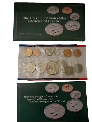 1993 US Mint 10 Coin Uncirculated Set, Complete Philadelphia & Denver, OGP & COA - Image 1 of 3