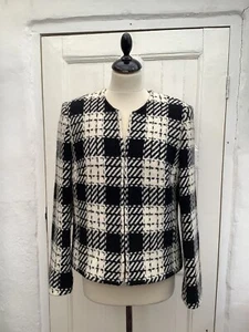 WEILL Women’s Black & Ecru Check Pure Wool Zip Jacket UK14/US10 - Picture 1 of 12