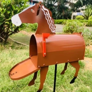 Metal Iron Dog Horse Rooster Cow Pig Letterboxes Garden Decoration Letterboxes - Picture 1 of 10
