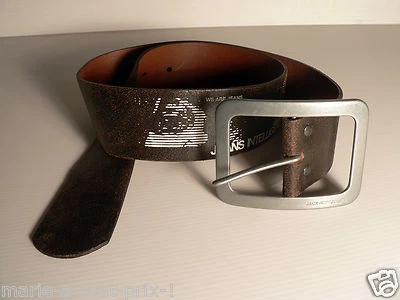 Magnífico Cinturón Cuero Negro Marrón + Estampado JACK&JONES 75cm Grueso Bucle - Imagen 1 de 3
