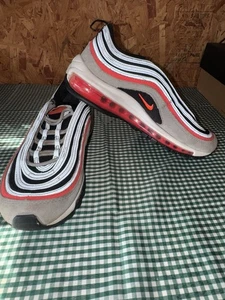 Nike Air Max 97 Wolf Grey Radiant Red Sneakers Size 5.5y - Picture 1 of 18