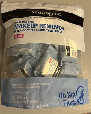 Neutrogena Makeup Remover Facial Cleansing Towelette Singles, Daily Wipes, 20 Ct - Image 1 of 2