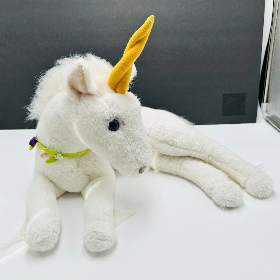 "Almohada Dakin vintage mascotas unicornio blanco cuello acostado 1978 peluche 16""" Foto 1 de 4