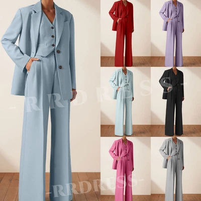 Formal Women Suits Business Party Prom Offical 3Pcs Workwear Jacket Coat Vest - Image 1 of 4