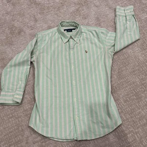 Ralph Lauren Button Up Long Sleeve Boys 4 Green Pink Striped Slim Youth Preppy - Picture 1 of 10
