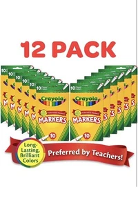 12 Packs Of 10 Classic Colors CRAYOLA MARKERS SEALD NEW - Picture 1 of 9