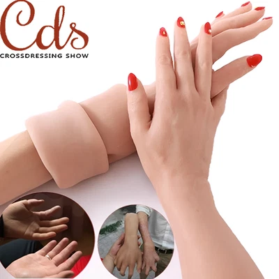 Luva de silicone realista capa de pele de mão cicatrizes manga de mão cosplay travesti - Imagem 1 de 4